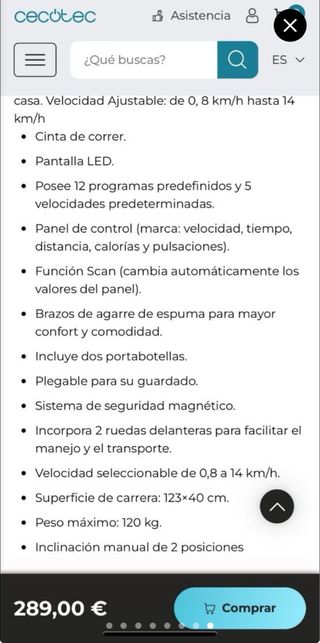 Cinta de correr CECOTEC FIT