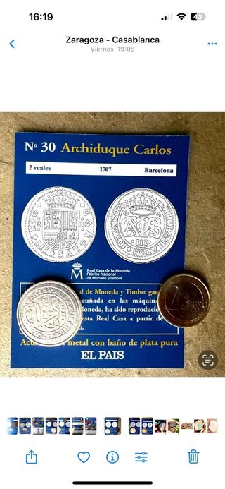 Moneda Archiduque Carlos Reproduccion baño PLATA 