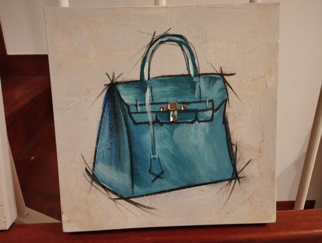 Cuadro decorativo bolso azul y zapatos de estilo