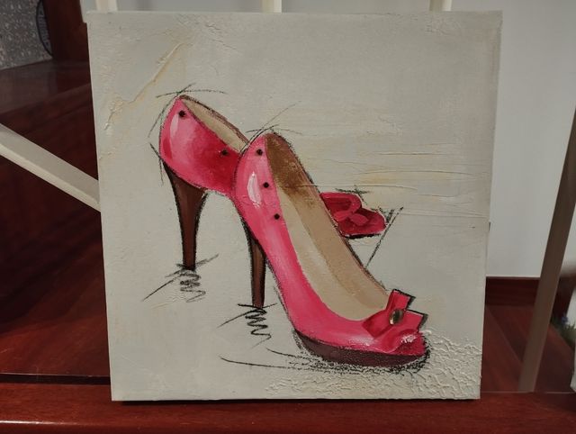 Cuadro decorativo bolso azul y zapatos de estilo