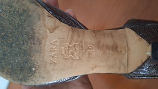 Zapatos Zara Tacón Piel Plateados