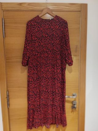 Vestido estampado leopardo rojo y negro