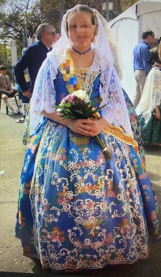 Vestido Fallera Niña Azul Multicolor