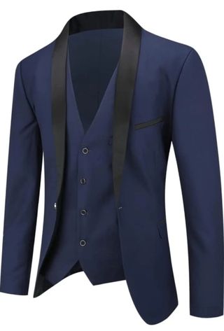 Traje de caballero azul con chaleco