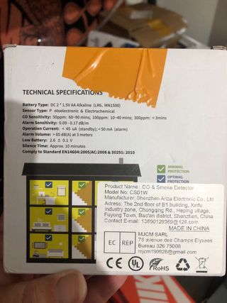 Detector de Fumo e CO CS01W