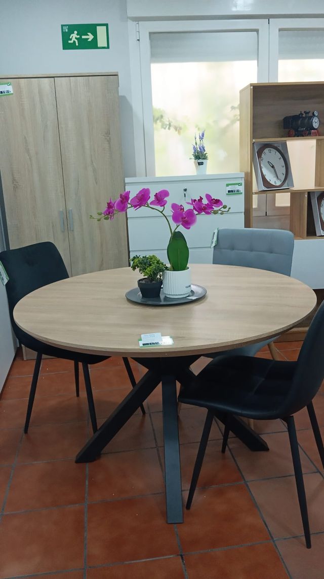 Mesa redonda madera y metal