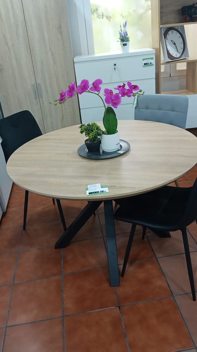 Mesa redonda madera y metal