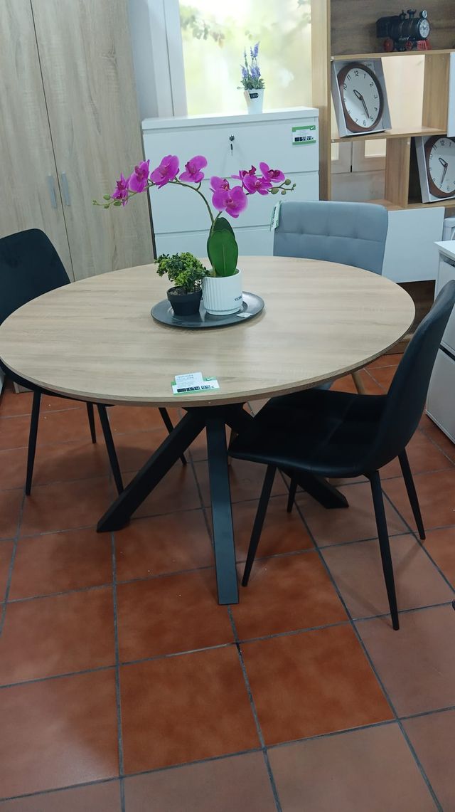 Mesa redonda madera y metal