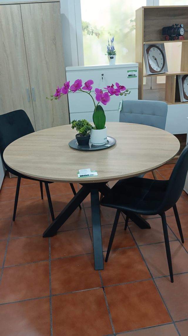 Mesa redonda madera y metal