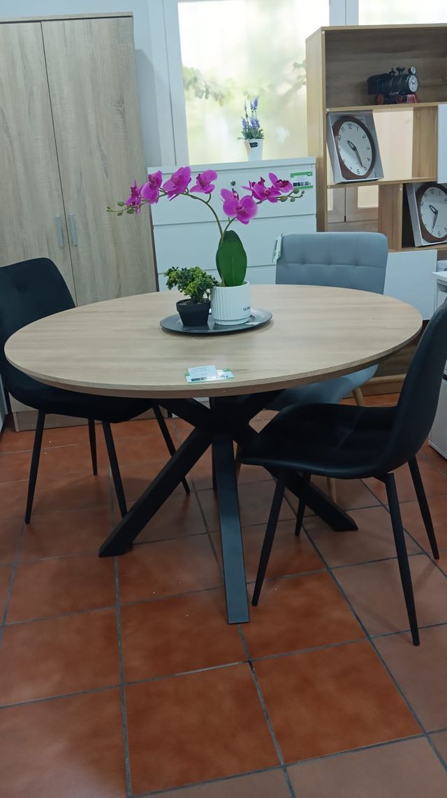 Mesa redonda madera y metal