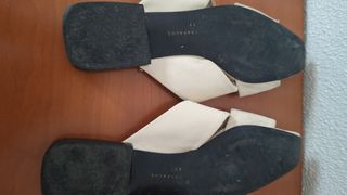 Sandalias de piel Zara beige/blanco