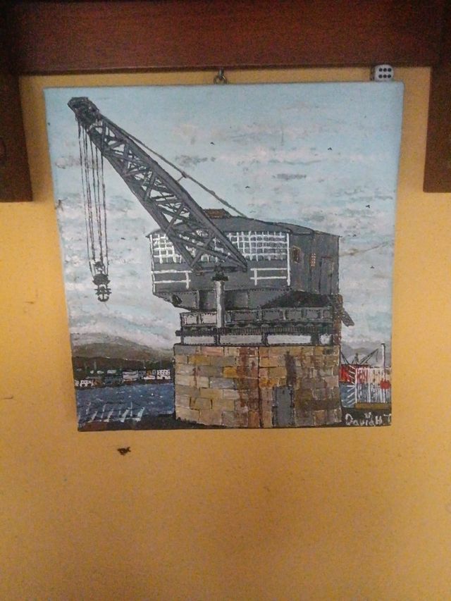 Pintura grúa de piedra de santander