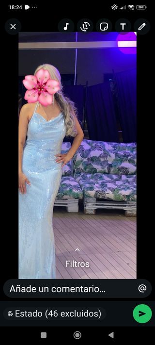 Vestido de fiesta azul plateado