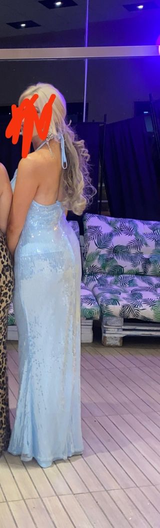 Vestido de fiesta azul plateado