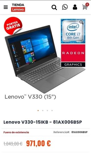 Lenovo V330 i7 20GB RAM Win 11 Pro como nuevo