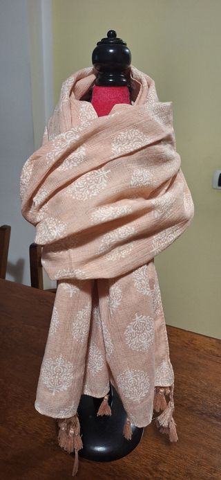 Sciarpa Regina Schrecker rosa con fantasia