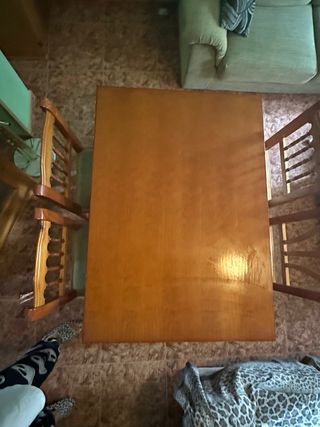 Mesa de comedor extensie de madera, con 6 sillas.
