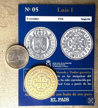 Moneda Luis I Reproducción con baño de ORO puro