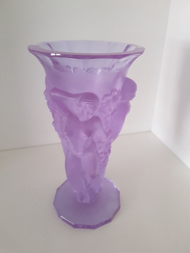 Jarrón Art Decó de Alejandrita cristal de Bohemia