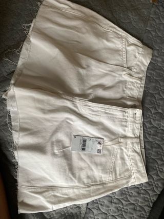 Mango Bermuda Vaquera Blanca Talla 42