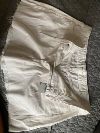 Mango Bermuda Vaquera Blanca Talla 42
