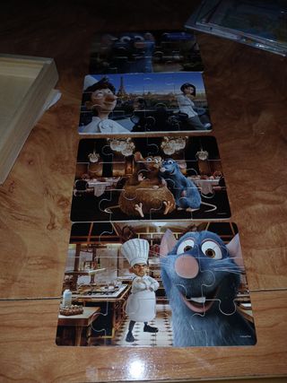 Caja Madera 4 Puzzles Remy Ratatouille