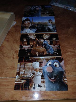 Caja Madera 4 Puzzles Remy Ratatouille