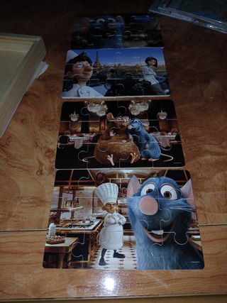Caja Madera 4 Puzzles Remy Ratatouille