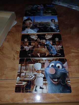 Caja Madera 4 Puzzles Remy Ratatouille