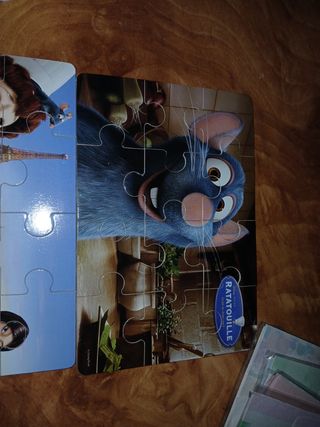 Caja Madera 4 Puzzles Remy Ratatouille