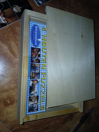 Caja Madera 4 Puzzles Remy Ratatouille