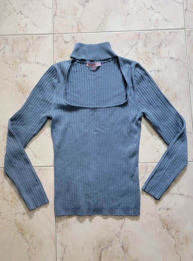 Jersey Fame cuello alto cuadrado azul Talla L