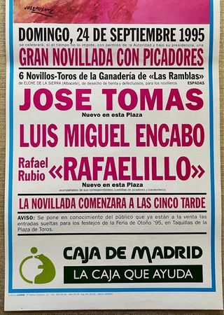 CARTEL DE TOROS DE MADRID 24/9/1995.
