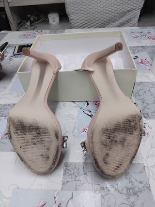 Scarpe con tacco rosa e argento