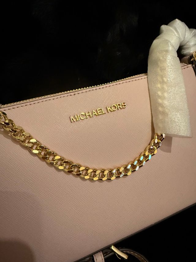 Borsa a tracolla Michael Kors rosa e oro