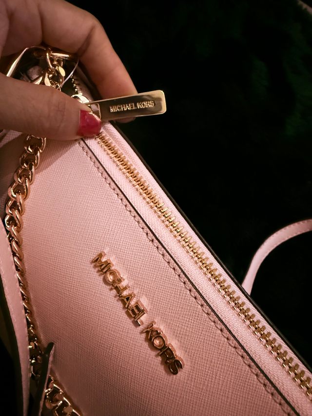 Borsa a tracolla Michael Kors rosa e oro