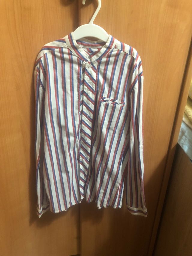 Camisa Ñaco niño rayas rojas y azules