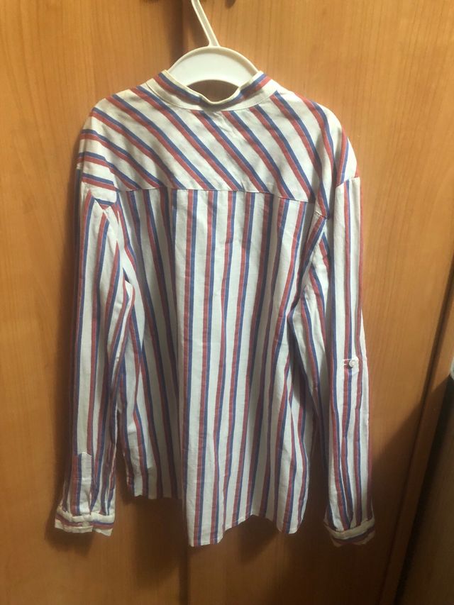 Camisa Ñaco niño rayas rojas y azules