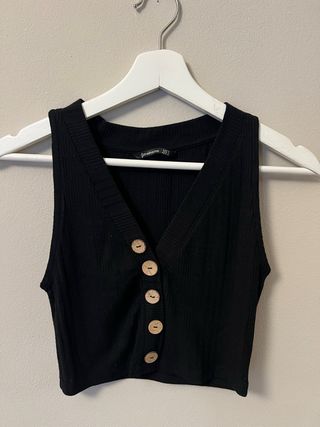 Camiseta tirantes Stradivarius botones madera