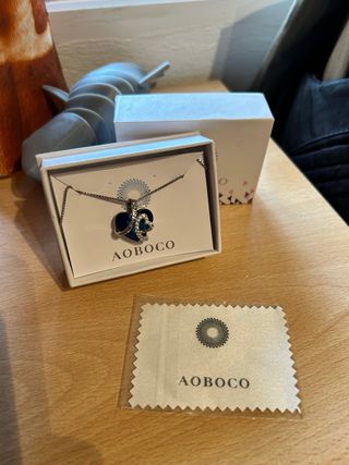Collar Corazón Azul Aoboco Plata Mujer