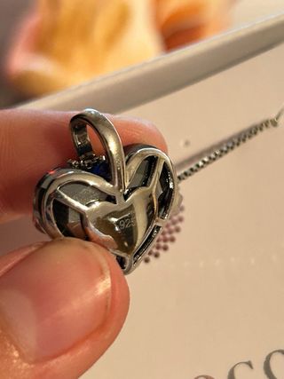 Collar Corazón Azul Aoboco Plata Mujer