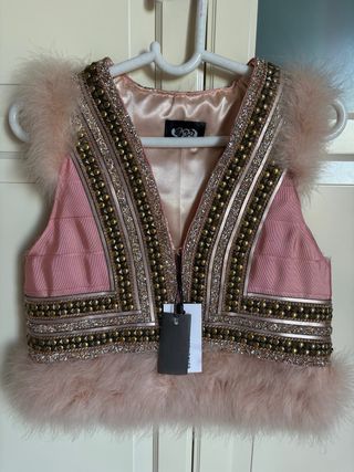 Chaleco precioso plumas nuevo