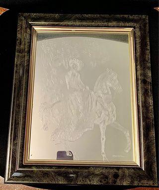 Cuadro antiguo grabado sobre cristal. 