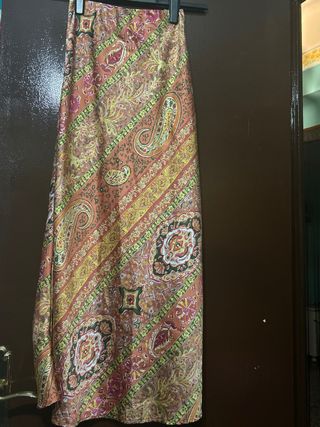 Falda larga estampada multicolor