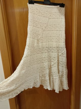 Falda midi Bershka beige talla S