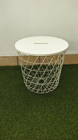 Mesa auxiliar redonda blanca metal