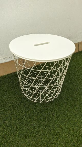 Mesa auxiliar redonda blanca metal