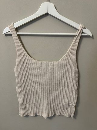 Mango Camiseta Tirantes Botones Beige XS