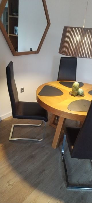 Juego de 4 Sillas de comedor Piel y Metal