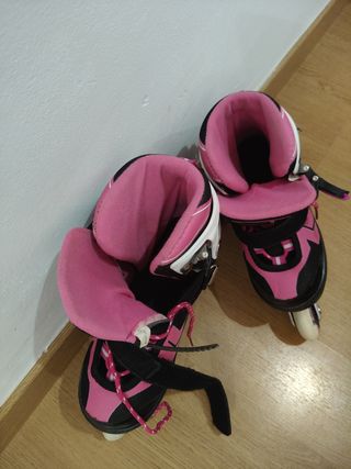 Patines en línea rosas. talla 35 extensible a 38